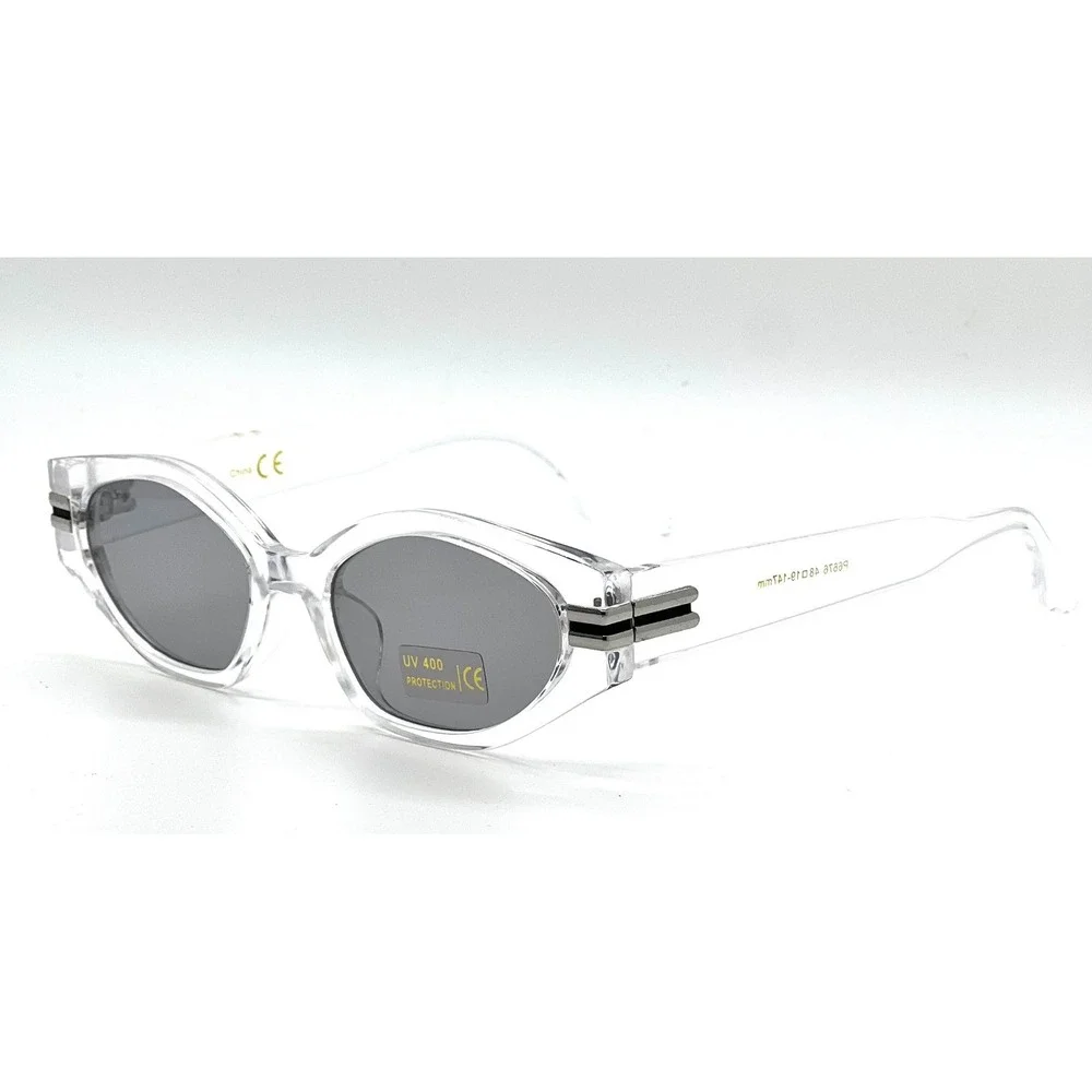Clear Frame Mirror Lens Oval Sunglasses Trendy Fashion Designer UV400 Protection